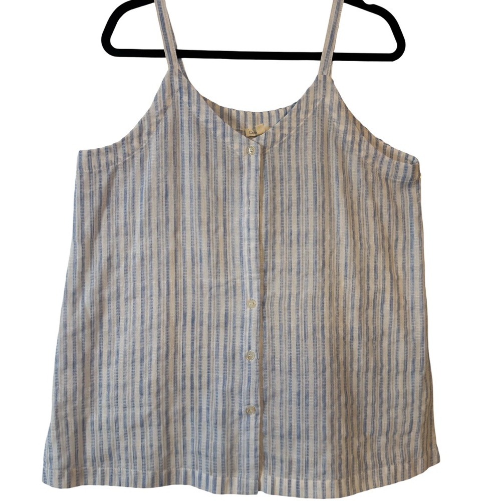 Blue Striped Button-Front Cami Top